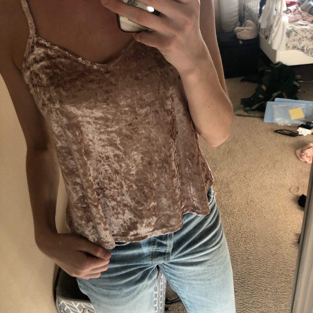 Rose gold velvet tank top